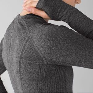 Lululemon Swiftly Tech Long Sleeve Shirt Crew Heathered Black Size 6